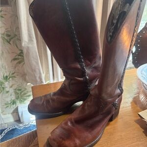 Frye Dark Brown Leather Western Boots
